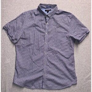 Banana Republic Tailored Slim Fit Short Sleeve Button-Down Mens Size L Blue